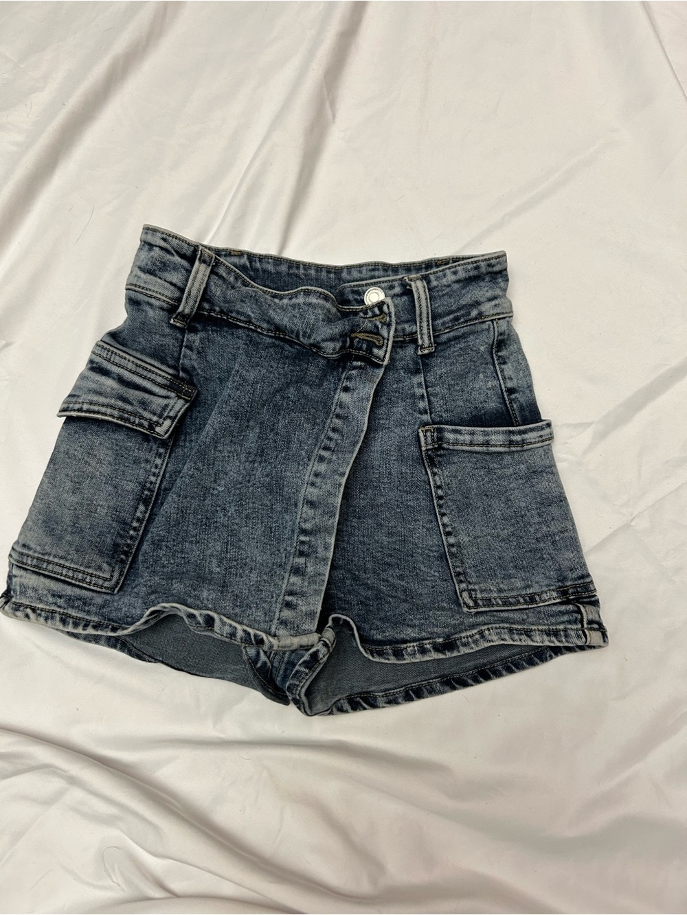 Windsor Washed Black Denim Cargo Skort Shorts